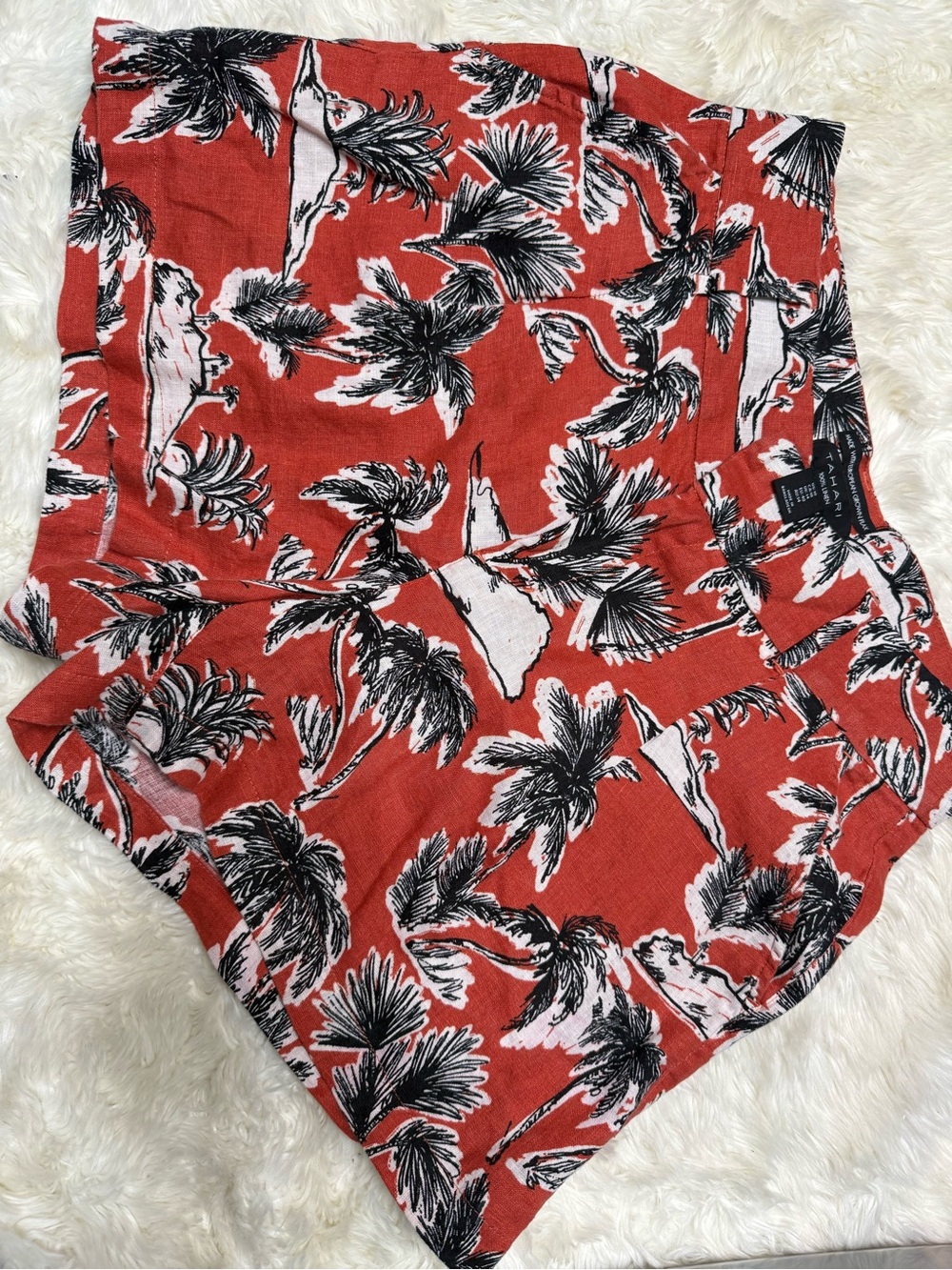 Tahari Red Palm-Print Athletic Shorts